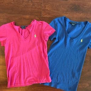(2) Ralph Lauren V- neck T-Shirt